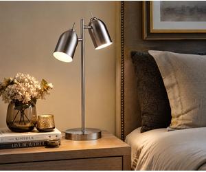 Twin Head Table Lamp Versanora Mason Brushed Nickel Adjustable Desk Light