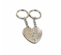 Twin Heart Key Ring Couples Keyring Together Forever Never Apart Heart Keychain Romantic Gift for Him and Her Heart Love Symbol Keyring Anniversary Valentine Day Boyfriend Girlfriend Love Pendant(1pc)