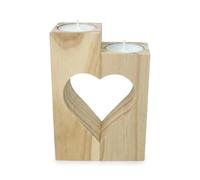 Twin Heart Wooden Tea Light Holders | Interlocking Half-Heart Candle Set | Natural Pine Wood Romantic Wedding & Valentine’s Décor | Two Hearts Becoming One Keepsake