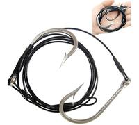 Twin Hooks Rig Stainless Steel Jig Hooks Heavy Duty Shark Rigs Cable Leader Rigging Saltwater Sea Fishing Big Game Carp Fishing Tackle Accessories (12/0-2PCS)
