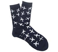 Twin Jets In Flight Pattern, Aviation-Themed Premium Crew Socks 1-Pair
