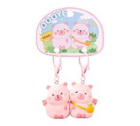 Twin Keyring for Couples, Car Keyring for Couple, Charm Cartoon Accessory Bag Decor Backpack for Her Girls Teenagers Him Men Female Gift, Pink, Se référer au descriptif