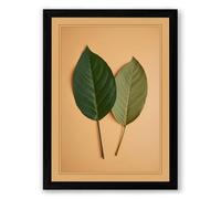 Twin Leaf Study Botanical Framed Wall Art Print A2 (59.4×42cm) Black, Wall Decor for Living Room, Bedroom, Office & Home, Ready to Hang, Art Gift