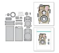 Twin Lens Camera Dies for Card Making DIY Scrapbooking Flower Smile Face Leaf Decor Metal Cutting Dies for Paper Crafting Handmade Crafts Scrapbooking Supplies Embossing Stencil Die Cuts Punch Molds