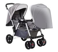 Twin Lightweight Umbrella Baby Pram Stroller,Double Infant Stroller,Baby Stroller Twins-Cozy Compact Twin Stroller,Double Seat Tandem Stroller Easy Foldable (Color : Gray)