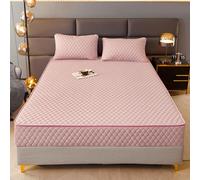 Twin Mattress Protector, Soft Breathable Mattress Cover, Quilted Topper Pad Cover, Full Wrap Dustproof Fitted Sheet for Home, Bedroom, Hotel Pink B 180x200+10