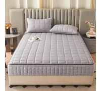 Twin Mattress Protector, Soft Breathable Mattress Cover, Quilted Topper Pad Cover, Full Wrap Dustproof Fitted Sheet for Home, Bedroom, Hotel Light Gray A 180x220+20