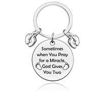 Twin Mom Dad Keyring Gift Twins Gift for Mommy to Be Daddy to Be Mom of Twins Keychain Gifts Dad of Twins Jewelry Gift Pregnancy Announcement Baby Reveal Gift for New Parents Grandmother Grandfather