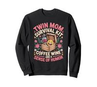 Twin Mom Survival Kit Coffee Wine And A Sense Of Humor Sweatshirt