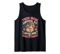 Twin Mom Survival Kit Coffee Wine and A Sense of Humor Tank Top
