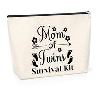 Twin Mum Gift Makeup Bag New Mom Mommy to Be Gift Cosmetic Bag Pregnancy Announcement Gift for New Mpther Christmas Mother's Day Birthday Present for Twins Mama Travel Zipper Pouch