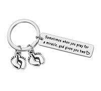 Twin Mum Gifts Keyring Sometimes When You Pray for a Miracle God Gives You Two Keyring Mum of Twins Gifts New Mum Gift Christmas Birthday Gift Mothers Day Gift for Twin Mum