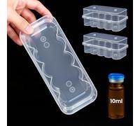 Twin-Pack 10mL Vial Organizer for Refrigerator - 2x10 Slots Stackable Plastic Medical Case, Fridge & Freezer Safe Holder for Insulin, Peptides, Semaglutide & Diabetic Supplies