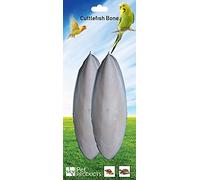 TWIN PACK 11 CM CUTTLEFISH BONE CALCIUM CAGED BIRD HANGING TREAT W/ CLIPS 7923