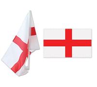 Twin Pack 12" x 18"Car Window Flags featuring Cross of St George. Show your support for all things ENGLAND! Football, Rugby, Cricket, ALL Sports! Celebrate St George's Day in Style! Easy-Fix Brackets