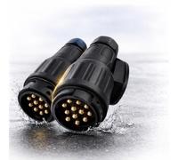 Twin Pack 13 Pin Trailer Plug Sockets 12V Towing Connector Adapter for Caravan Trailer Towbar UK Euro Style