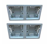 Twin Pack 2 Gang 34mm Dry Lining Pattress Box Back Box Plasterboard Hollow Wall White for Sockets Switches