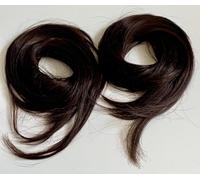 Twin Pack: 2 Pcs Women Messy Hair Bun Extension Elastic Band Scrunchie, Synthetic Wavy Curly Ponytail Hairpiece Updo, 6 Inch 35g, Blonde Brown, Black (Brown #6)
