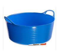 TWIN PACK. 2 x Small Shallow Blue Flexible Strong Red Gorilla® Storage Bucket Baskets AND SIZES & Tigerbox® Antibacterial Pen