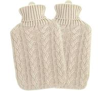 Twin Pack 2L Hot Water Bottle with Cover UK - Natural Rubber 2 Litre Hot Water Bottle - Perfect Hot Water Bag for Pain Relief, Hand Feet Warmer and Cold Compress (Cream Bottles with Cream Covers)