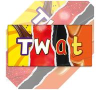 Twin Pack - 2x Twat Funny Chocolate Bar Wrappers (Ripped Effect). Rude Insults Joke Fathers Mothers Day Birthday Secret Santa Gift Novelty Prank Present (Chocolate Not Included). Pack of 2.