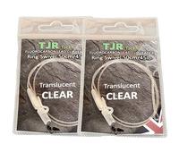 Twin pack 50cm fluorocarbon carp Leaders Carp safety lead Clips Ring swivels (Clear)