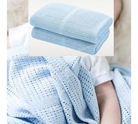 Twin Pack Baby Cellular Blanket for Newborn Girl Boy Unisex Extra Soft Light Weight 100% Breathable Cotton|Machine Washable|Ideal for Cot Bed Moses Basket Pram Crib Travel Car Home| 60 x 90cm