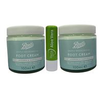 Twin Pack ; Boots Deep Moisturising Foot Cream with Mint Lavender & Marshmallow 100ml, With Free Aloe vera Lip Balm