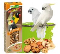Twin Pack Cockatoo Large Parakeets Parrot Cockatiel NUTS Seed 2x Sticks Parrots Canaries 115g Wild Bird Food Budgie Conures Finches Birds Snacks Pack of Two Treats with Hooks