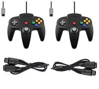 Twin Pack Controller Suitable for Nintendo 64 N64 Black with Extensions Gamepad Joypad