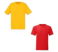 Twin Pack Girls Plain PE T Shirts - Unisex Kids Boys Plain Crew Neck Short Sleeve T-Shirt Ideal for PE School Uniform (UK, Age, 12 Years, 13 Years, Regular, Red/Sunflower)