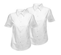 Twin Pack Girls School Shirt Uniform Short/Long Sleeve White Sky Blue Age 3-18