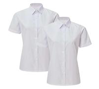 Twin Pack Girls School Shirt Uniform Short/Long Sleeve White Sky Blue Age 3-18