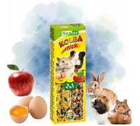 Twin Pack Hamster Rabbits Two Sticks Food EGG and FRUIT Flavor Seed Natural Gnawing/Nibbling Treats 115g Guinea Pig Rat Mouse Gerbil Rodents Animal Pet Vegetable Fruit 2in1 Foods Degu Chew Snacks