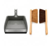 Twin Pack Hand Brush Soft Coco & Hard Bassine Bristle with Large Dustpan | Brush Included, Indoor Outdoor Cleaning