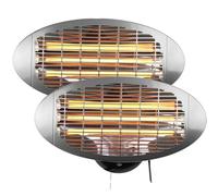 Twin Pack: Heatlab 2KW Water Resistant Infrared Electric Garden Outdoor Indoor Patio Heater - 3 Power Settings (Wall Mounted Heater)
