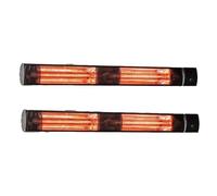 Twin Pack: Heatlab Dual 3kW IP44 Electric Outdoor Indoor Infrared Halogen Bulb Patio Heater with Weatherproof Remote Control (Silver)