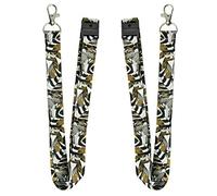 Twin Pack Lanyard Key Chain Badge Holder - Key Holder Neck Card with Strap & Breakaway Safety Clasp. ID Holder, Card Holder Lanyard for Key Tags. (Gold Leaf)