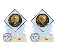 Twin Pack Longest drive & Nearest The Pin Golf Metal Trophy Award 120mm Free Engraving