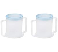 TWIN PACK MEDISURE ANTI-SPLASH ELDERLY OAP DURABLE REUSEABLE WIDE BASE LARGE HANDLES 300ML ADULT DRINKING CUP MUG