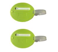 Twin Pack of Bright Green Luggage Tags with Hidden Address