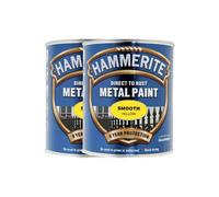 Twin Pack of Hammerite Smooth Yellow Metal Paint 2.5L