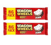Twin Pack of Wagon Wheels - 2 x 8 Individually Wrapped Biscuits - Classic Chocolate Coated Mallow