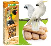 Twin Pack Parrots Conures BISCUITS Seed 2x Sticks Parrot Large Parakeets Canaries 115g Bird Food Budgie Cockatoo Finches Snacks Cockatiel Treats Pack of Two with Hooks