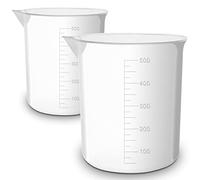 Twin Pack - RE-GEN 500ml Graduated Clear Plastic Measuring Beakers Cups - Ideal for Laboratory, Home, Kitchen, Cooking, DIY, Arts & Crafts