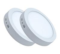 Twin Pack Round Surface Ceiling Light Ultra Slim 12W LED Panel Quick Installation Downlight Daylight White 6500K Lamp Living Room Bedroom Kitchen Hallway (2X Panels)