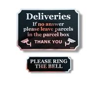 Twin Pack - Sticker Gold - Chrome Classy Deliveries Parcel Box & Please Ring Bell Stickers - Self Adhesive, Front Door, Courier, Postman, Chrome Metalised SG151/SG383