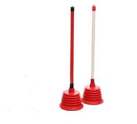 Twin Pack Toilet Plunger Drain Buster - Heavy Duty Vacuum Plunger Drain Unblocker for Toilets & Bathrooms-Red White
