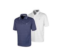 Under Par 2 Pack Men's Golf Polo Shirt in Waffle Knit with Stretch, Moisture Wicking and UV protection, Navy & White, L
