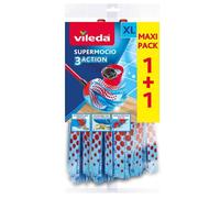 Twin Pack Vileda Supermocio XL 3 Action Microfibre Mop Head Replacement Refill